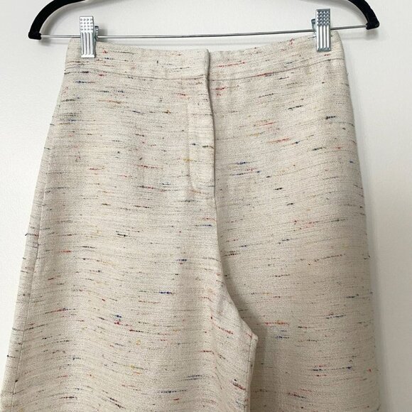 EMILIO PUCCI CREAM COLORFUL MARLED LINEN BLEND EXTRA WIDE LEG FORMAL PANTS - 6 - Picture 3 of 8